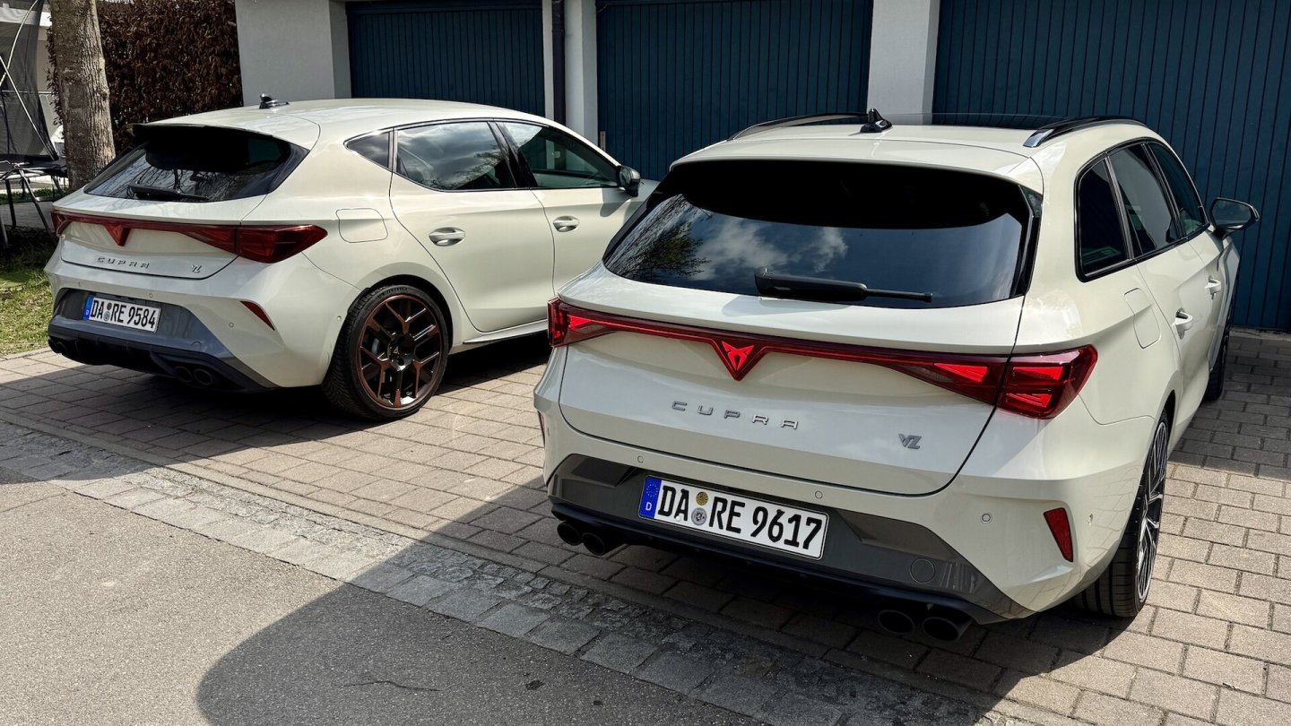 Familientreffen: Der Cupra Leon VZ Extreme mit kurzer Hachback-Karosserie war zu Gast. Familientreffen: Der Cupra Leon VZ Extreme mit kurzer Hachback-Karosserie war zu Gast.