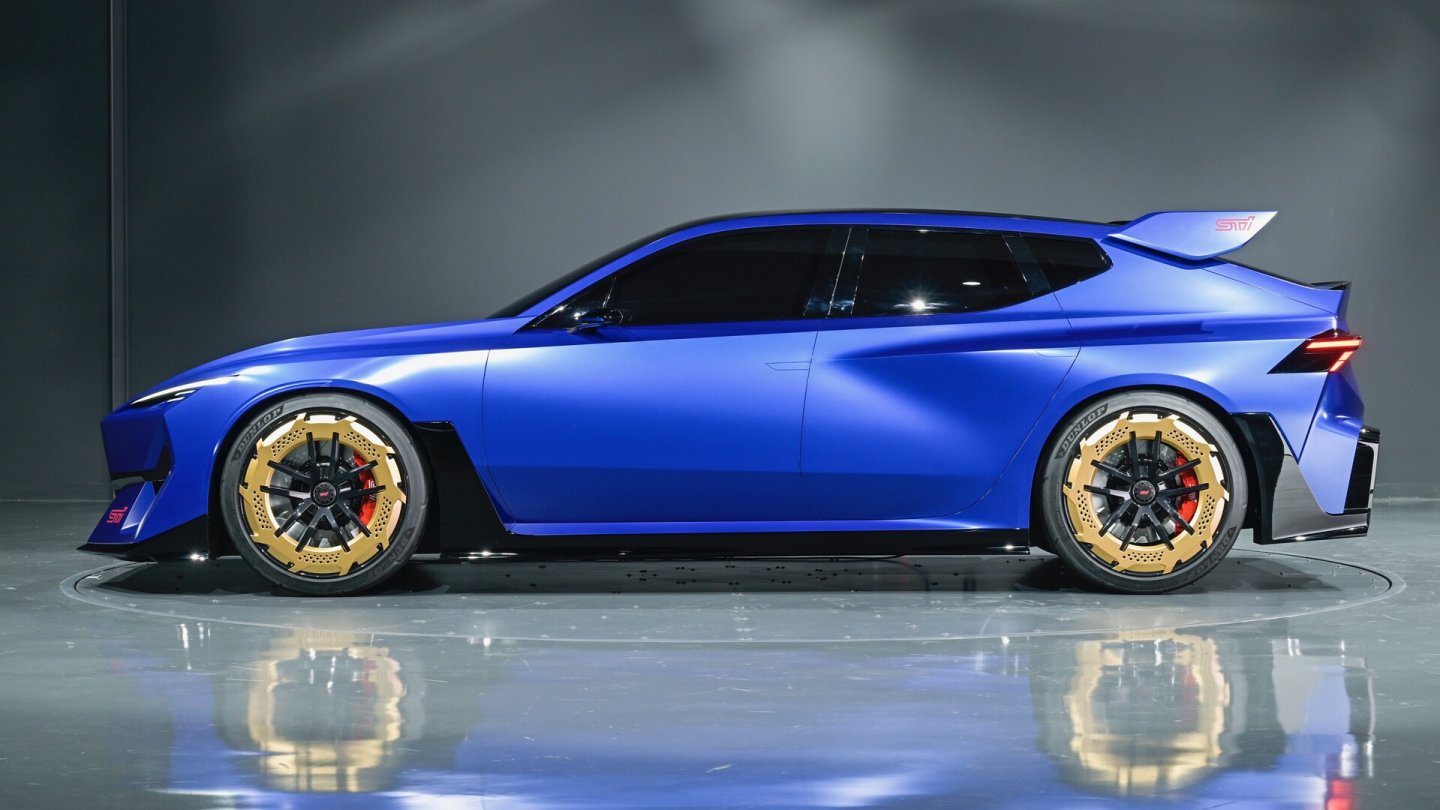Das elektrische STI-Concept ist ein großer Shooting Brake. Das elektrische STI-Concept ist ein großer Shooting Brake.